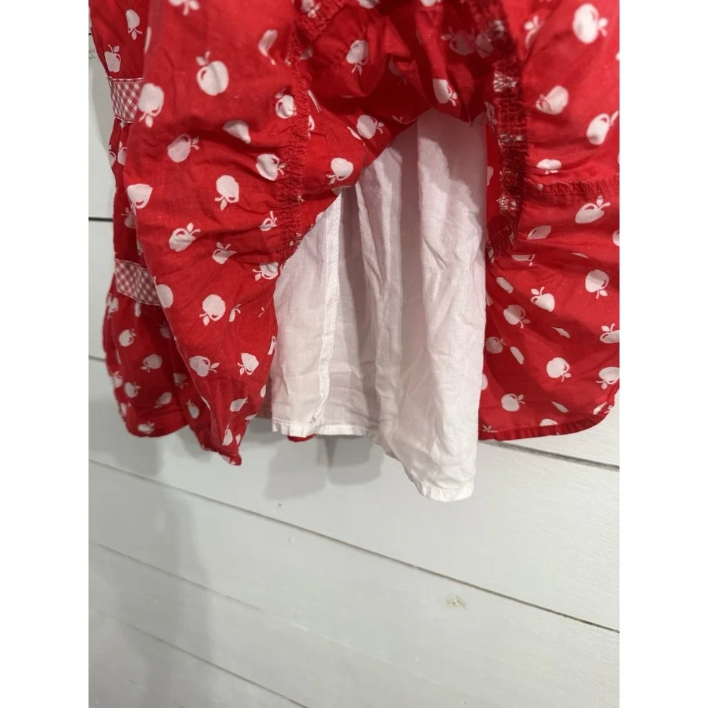 VTG Disney Girls‎ Size 4 Snow White Red Apple Gingham Bow Dress Cottage Core Y2K